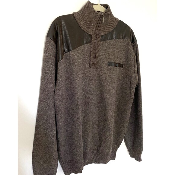 True Rock Brown Quarter Zip Sweater Long Sleeve Cotton Blend Knit Menswear Sz XL - Picture 5 of 10